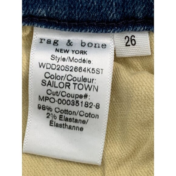 Rag & Bone Nina High-Rise Skinny Jeans Size 26 Distressed Hem Sailor Town 7377 - Picture 5 of 12